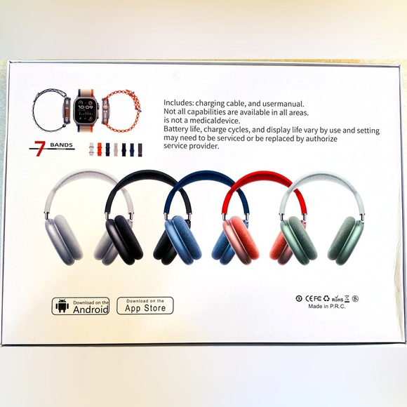 P9 Ultra 2 Smartwatch & Wireless Headphone Combo, NIB - Picture 8 of 8